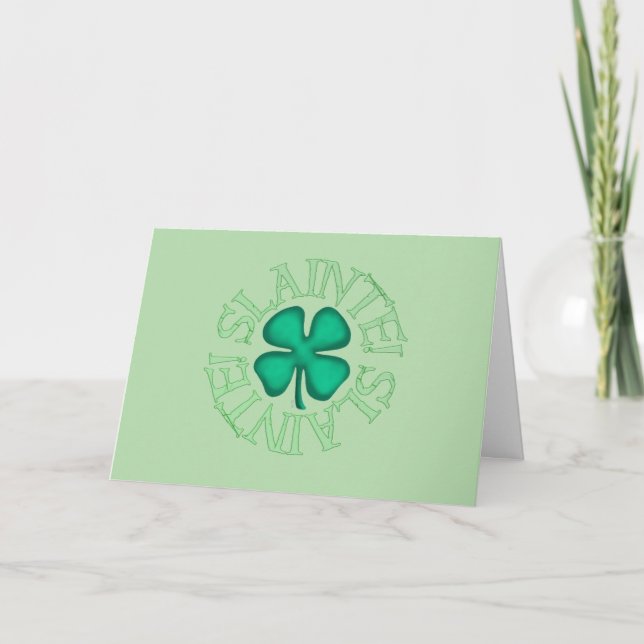 Slainte green greeting card (Front)