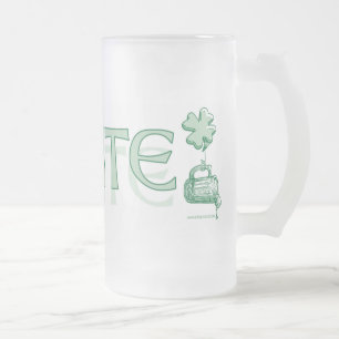 Slainte Irish Beer Party Gear Frosted Glass Beer Mug