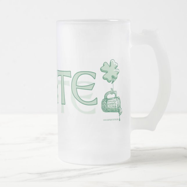 Slainte Irish Beer Party Gear Frosted Glass Beer Mug (Right)