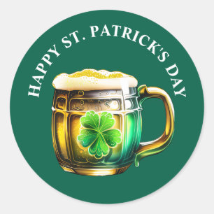 Sláinte Irish beer shamrock St Patrick's Day  Classic Round Sticker