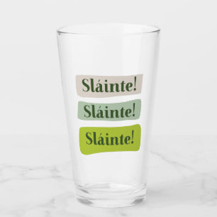 Slainte Irish Good Health St. Patrick's Day Green Glass