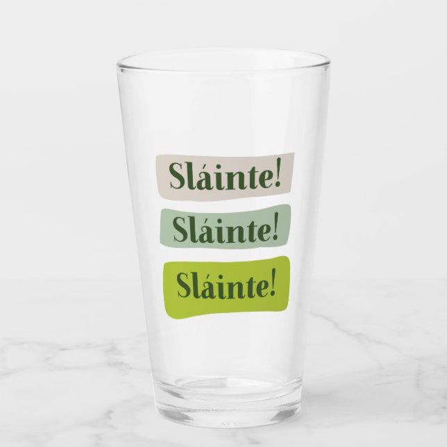 Slainte Irish Good Health St. Patrick's Day Green Glass (Front)