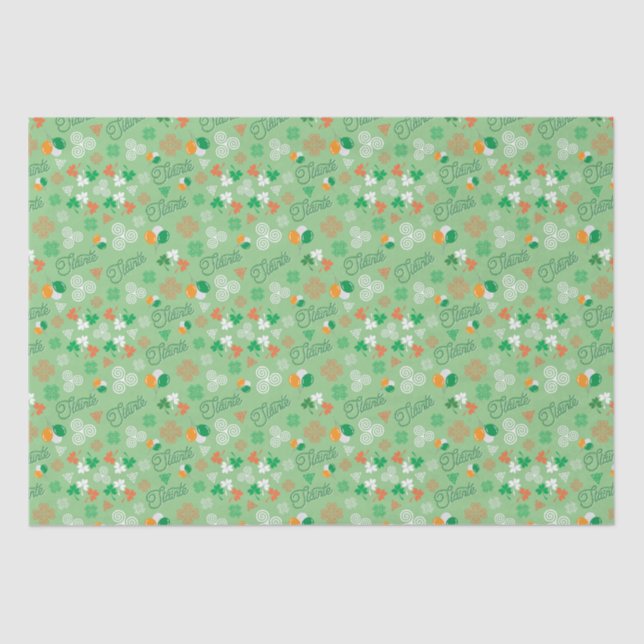 Sláinte Irish Saint Patrick’s Day Green Pattern Tissue Paper (Front)