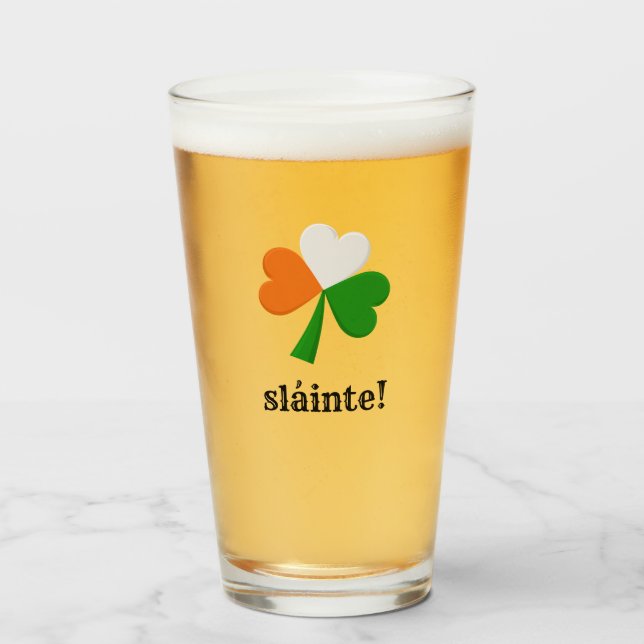 Sláinte! Irish Toast 16 oz. Glass Tumbler (Front Filled)
