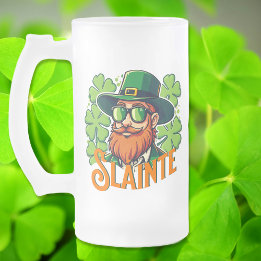 Slainte Irish Toast St Patrick's Day Personalised Frosted Glass Beer Mug