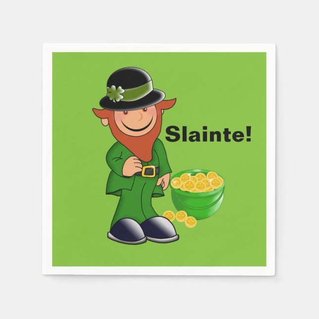 Slainte! Leprechaun, St. Patrick's Day Napkins (Front)