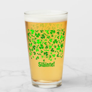 Sláinte Lucky Irish Shamrocks Personalized Pint Glass