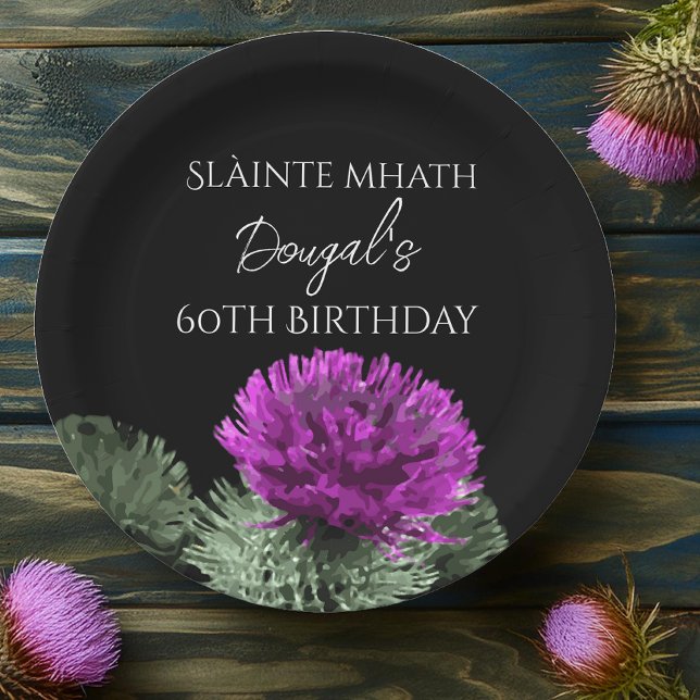  Slàinte mhath Thistle Birthday Paper Plate (Creator Uploaded)