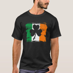Slainte retro Shamrock Clover Lucky Irish Flag Ire T-Shirt