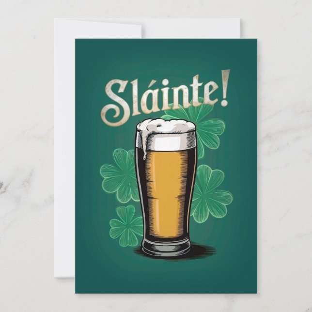 Slàinte! Saint Patrick's Day Pint of Beer on Green Invitation (Front)