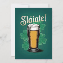 Slàinte! Saint Patrick's Day Pint of Beer on Green