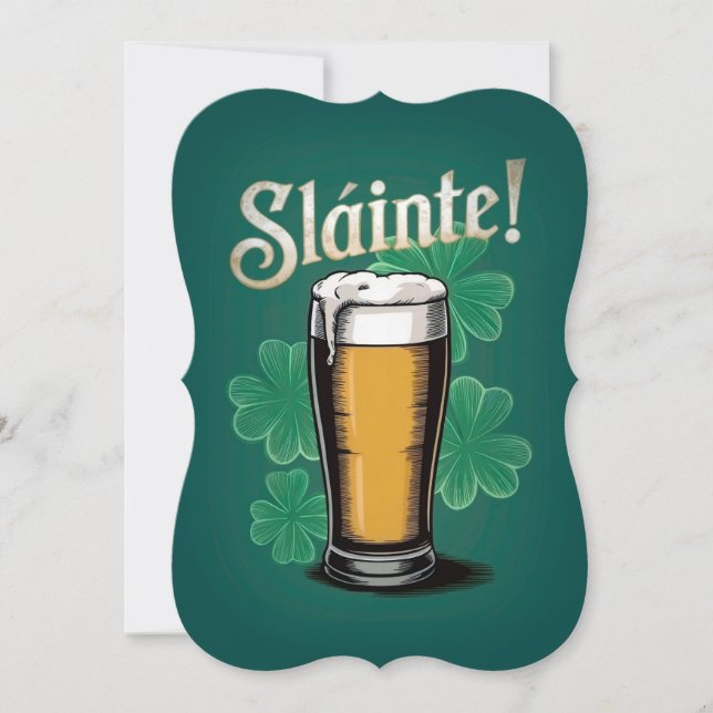 Slàinte! Saint Patrick's Day Pint of Beer on Green Invitation (Front)
