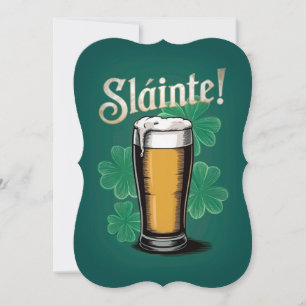 Slàinte! Saint Patrick's Day Pint of Beer on Green Invitation