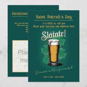 Slàinte! Saint Patrick's Day Pint of Beer on Green Invitation