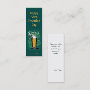 Slàinte! Saint Patrick's Day Pint of Beer on Green Mini Business Card