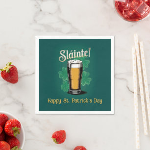 Slàinte! Saint Patrick's Day Pint of Beer on Green Napkin
