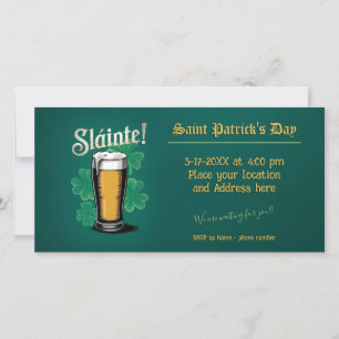 Slàinte! Saint Patrick's Day Pint of Beer on Green Save The Date