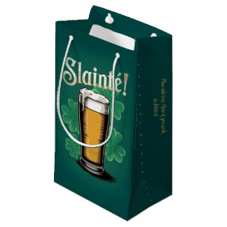 Slàinte! Saint Patrick's Day Pint of Beer on Green Small Gift Bag
