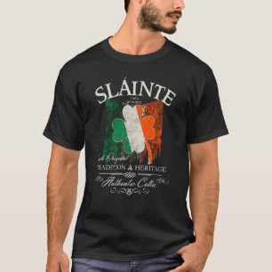 Sláinte Shamrock Grunge Irish Flag St Patrick's Da T-Shirt