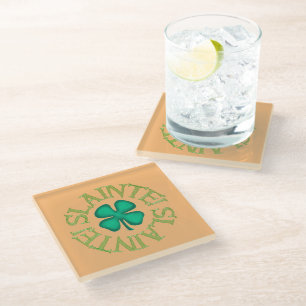 Slainte tan glass coaster