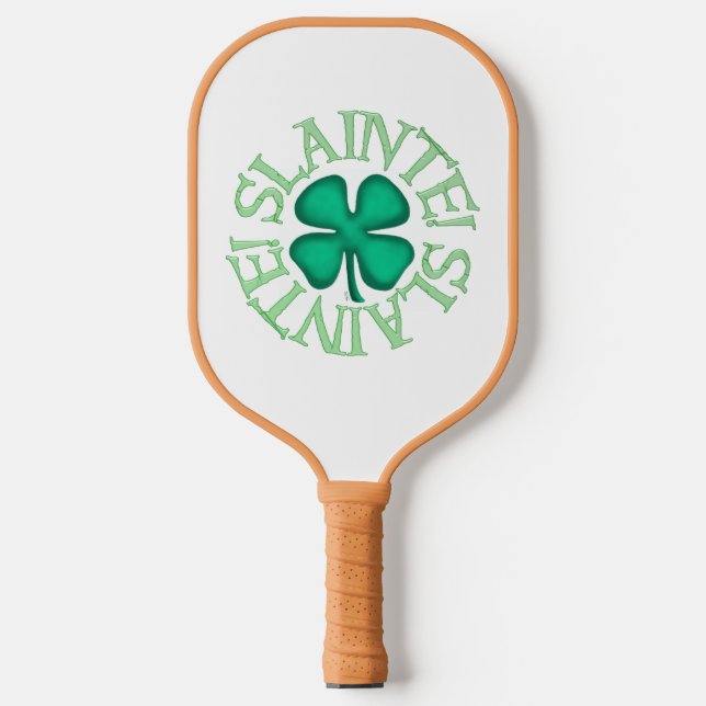 Slainte white tan pickleball paddle (Front)