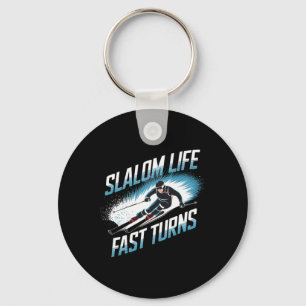Slalom Life Fast Turns Alpine Skiing Key Ring