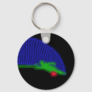 Slalom Water Skier Neon Spray Key Ring