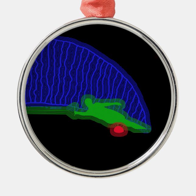 Slalom Water Skier Neon Spray Metal Tree Decoration (Front)