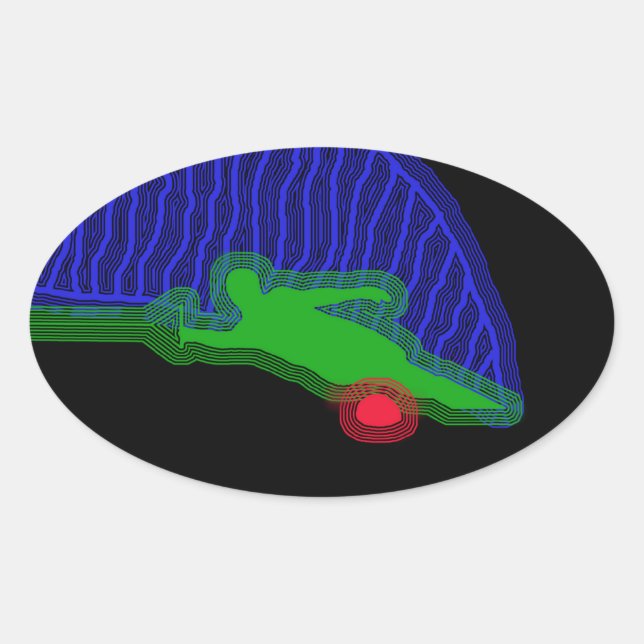 Slalom Water Skier Neon Spray Oval Sticker (Front)