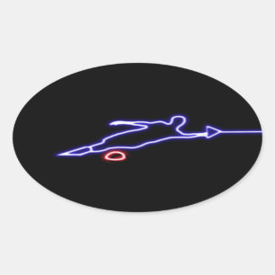 Slalom Water Skier Neon Sticker