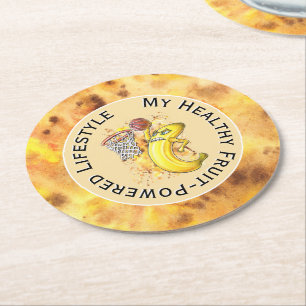 Slam Dunk Banana Power Fruitarian Basketball 🍌🏀✨ Round Paper Coaster
