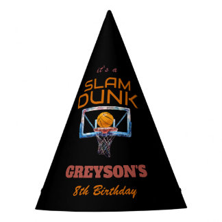 Slam Dunk Basketball Any Age Birthday Party Hat
