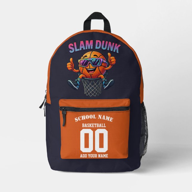Slam Dunk Basketball Backpack - Custom Name Bag (Front)