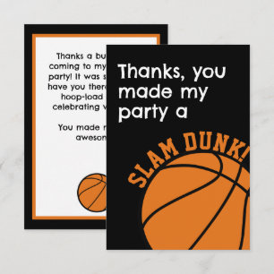 Slam Dunk Basketball Birthday Party Thank You Card