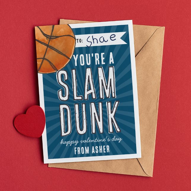 Slam Dunk Basketball Classroom Valentine Card (Creator Uploaded)