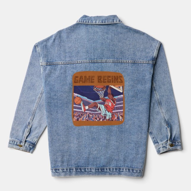 slam dunk basketball game begins denim jacket (Back)