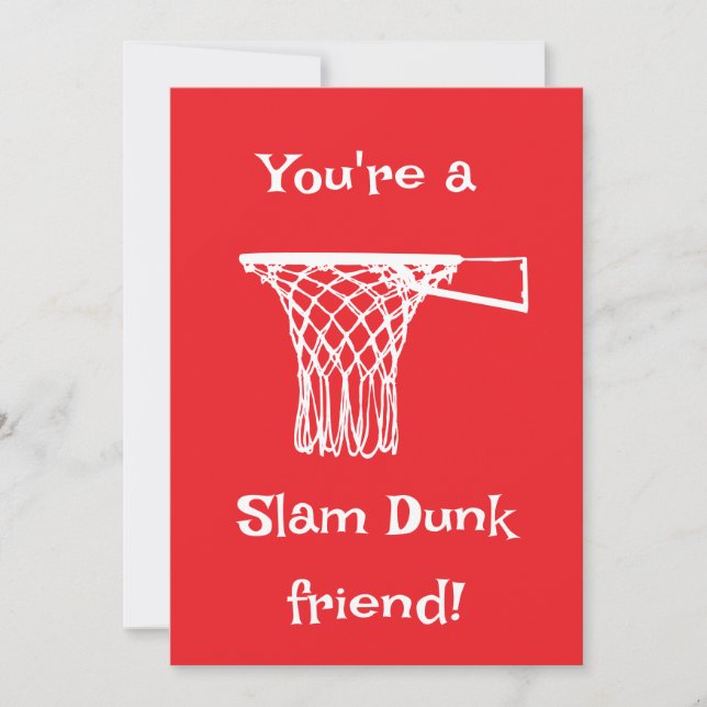 Slam Dunk Basketball Kids Classroom Valentine Holiday Card (Front)