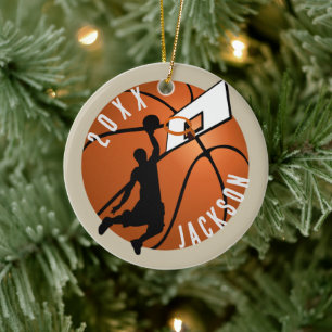 Slam Dunk! Basketball Player Christmas Ceramic Tree Decoration