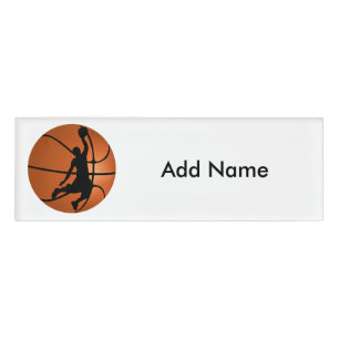 Slam Dunk Basketball Player on Basketball Name Tag