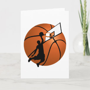 Slam Dunk Basketball Player w/Hoop on Ball Card