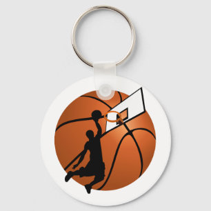 Slam Dunk Basketball Player w/Hoop on Ball Key Ring
