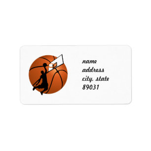 Slam Dunk Basketball Player w/Hoop on Ball Label