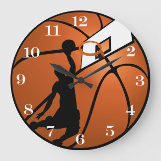 Slam Dunk Basketball Player w/Hoop on Ball Large Clock