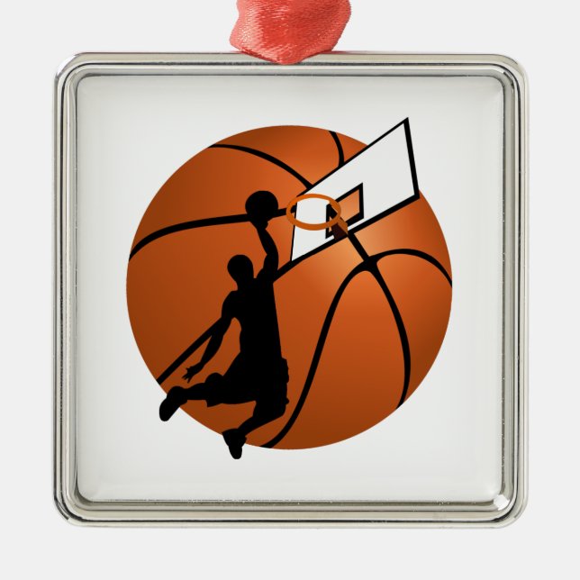 Slam Dunk Basketball Player w/Hoop on Ball Metal Tree Decoration (Front)
