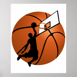 Slam Dunk Basketball Player w/Hoop on Ball Poster