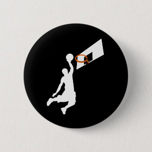 Slam Dunk Basketball Player - White Silhouette 6 Cm Round Badge
