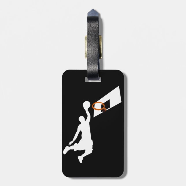 Slam Dunk Basketball Player - White Silhouette Luggage Tag (Back Vertical)