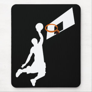 Slam Dunk Basketball Player - White Silhouette Mouse Mat