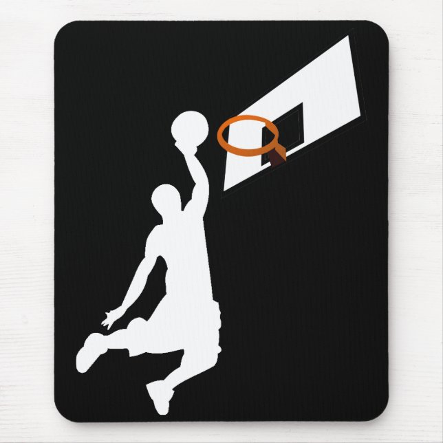 Slam Dunk Basketball Player - White Silhouette Mouse Mat (Front)