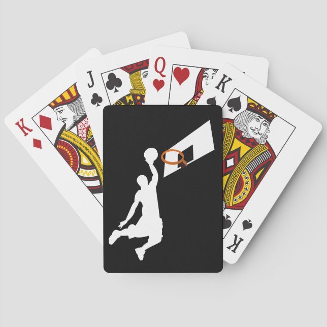 Slam Dunk Basketball Player - White Silhouette Playing Cards (Back)